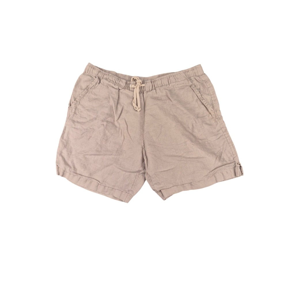 Alex Crane Bo Shorts Mens Large Light Beige Grey Linen Drawstring Waist Sz L